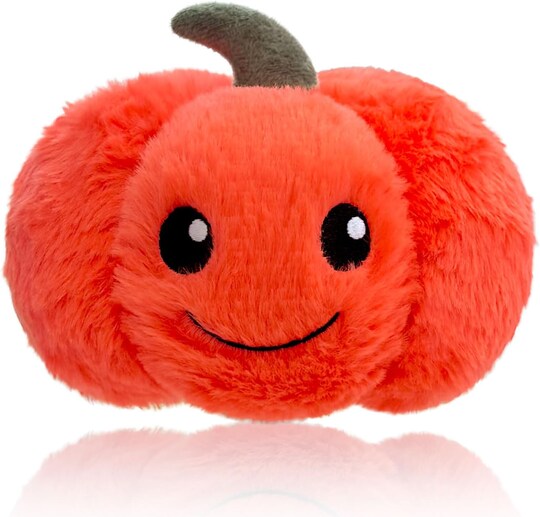 Greentek; Smile Pumpkin Plush Stuffed Animal 6 Inch – Cute Soft Furry Orange Pumpkin Toy, Cuddly Autumn Halloween Plush Hugger for Kids, Girls, Boys, Home Room Decor & Holiday Gift; Category:Pumpkin Decor; Image:1